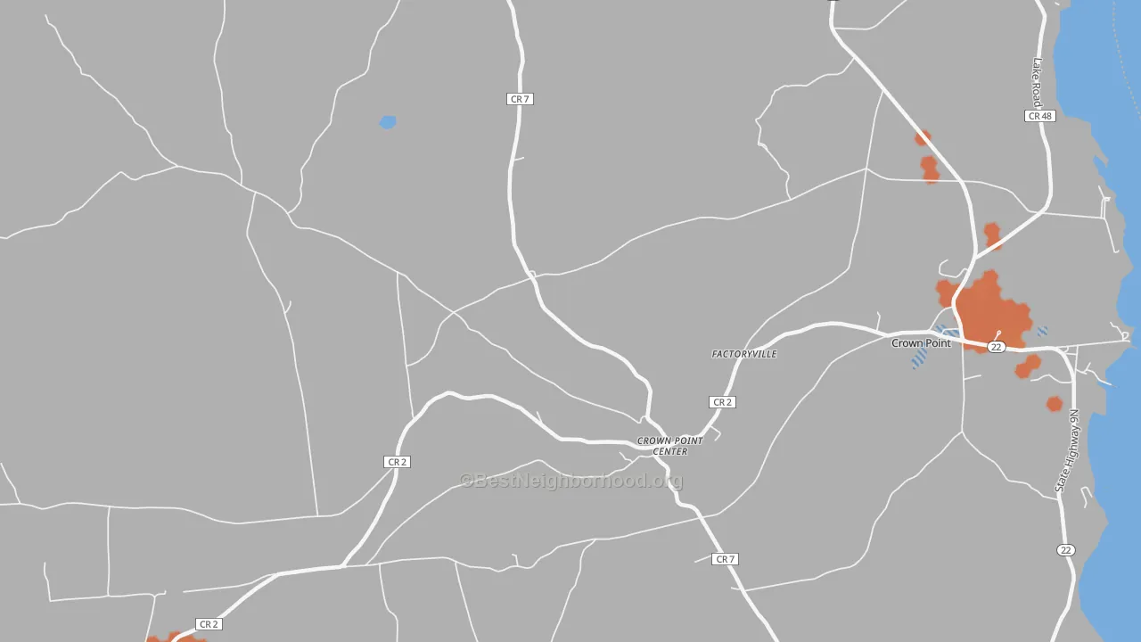 Bike Grade map of Crown Point Center, NY
