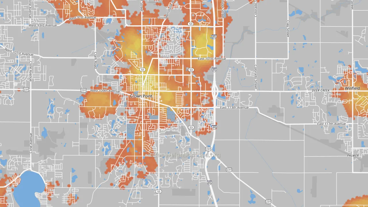 Bike Grade map of Crown Point, IN