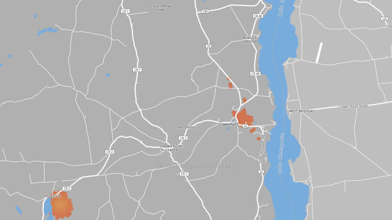 Bike Grade map of Crown Point, NY