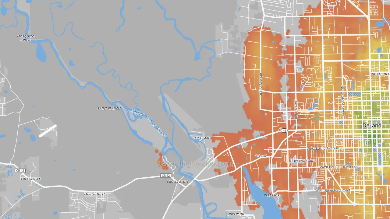 Bike Grade map of Crows Bluff, FL