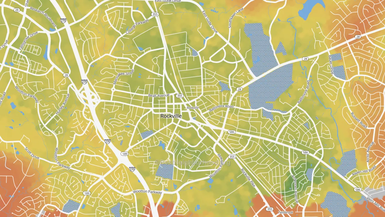Bike Grade map of Croydon Park, Rockville, MD
