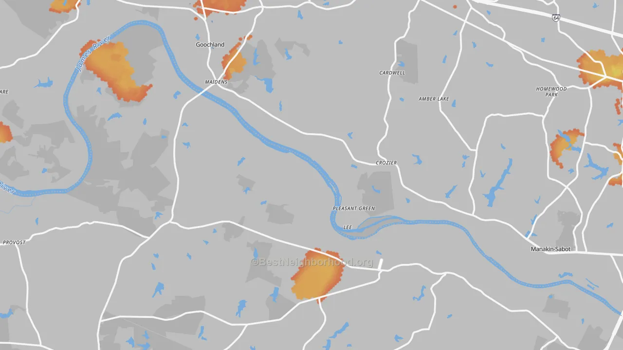 Bike Grade map of Crozier, VA