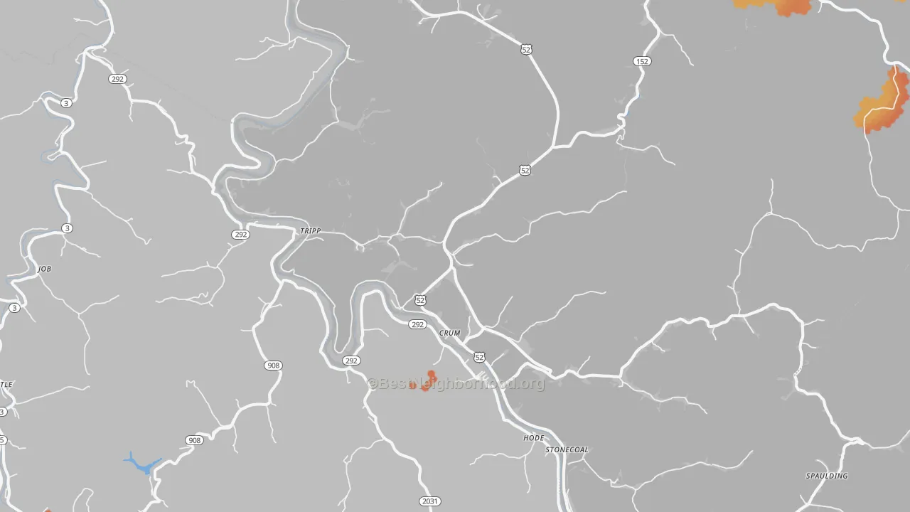 Bike Grade map of Crum, WV