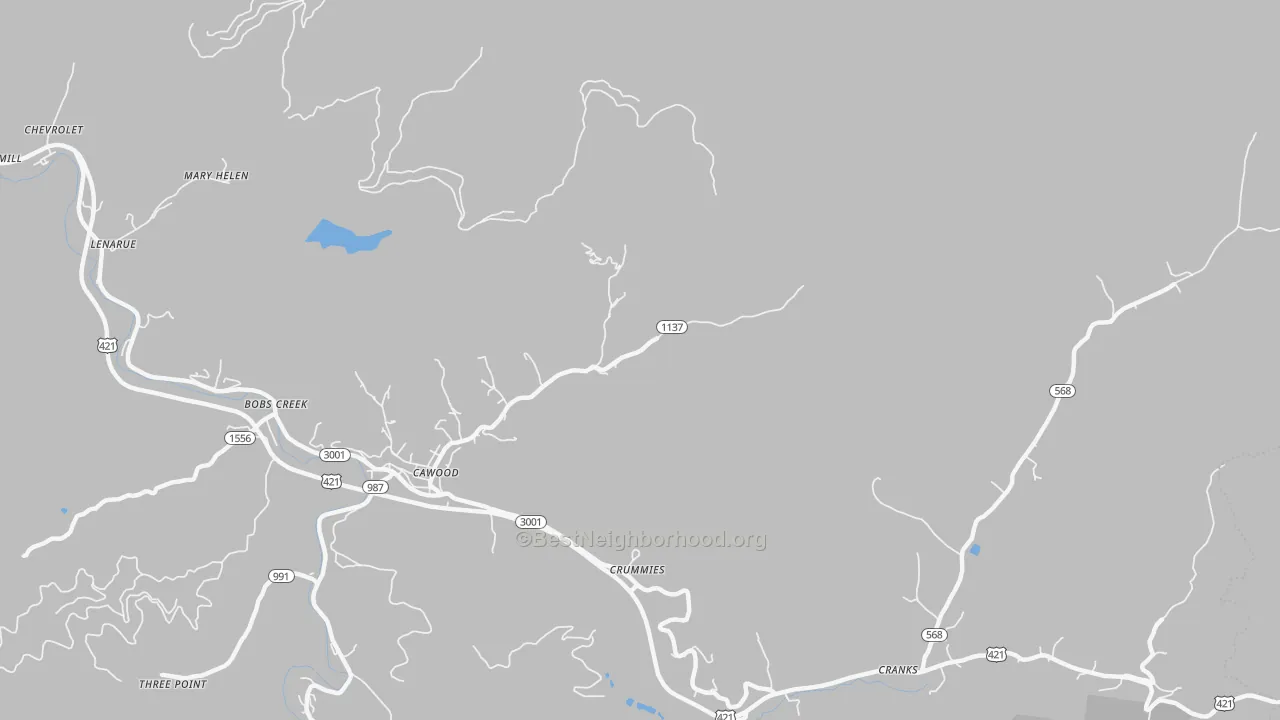 Bike Grade map of Crummies, KY