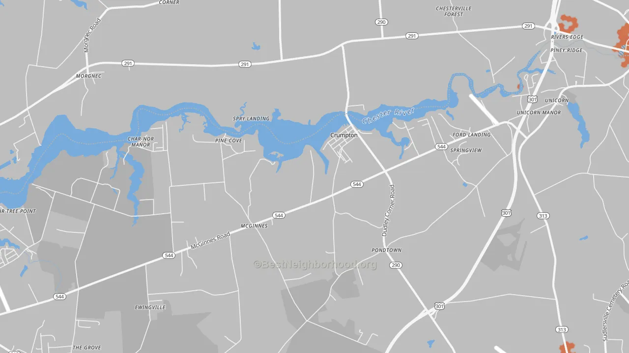 Bike Grade map of Crumpton, MD