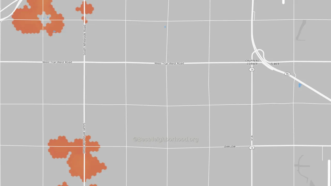 Bike Grade map of Cruppers Corner, KS