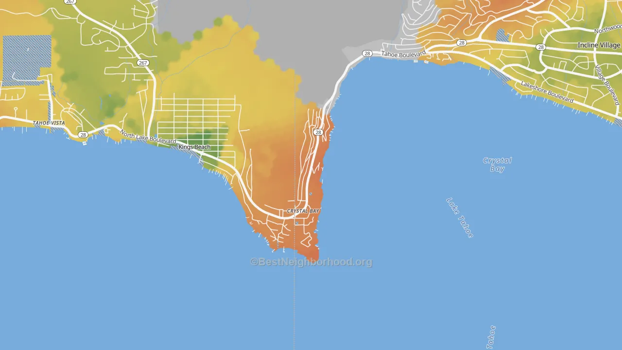 Bike Grade map of Crystal Bay, NV