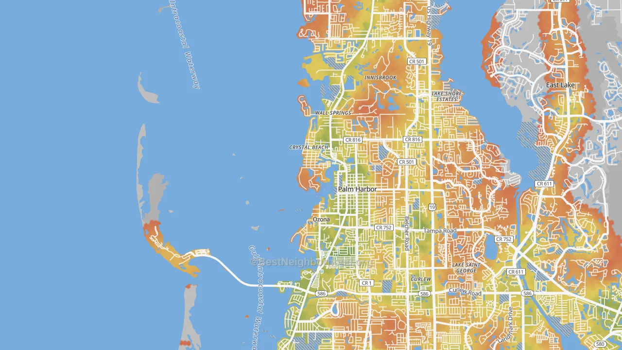 Bike Grade map of Crystal Beach, FL