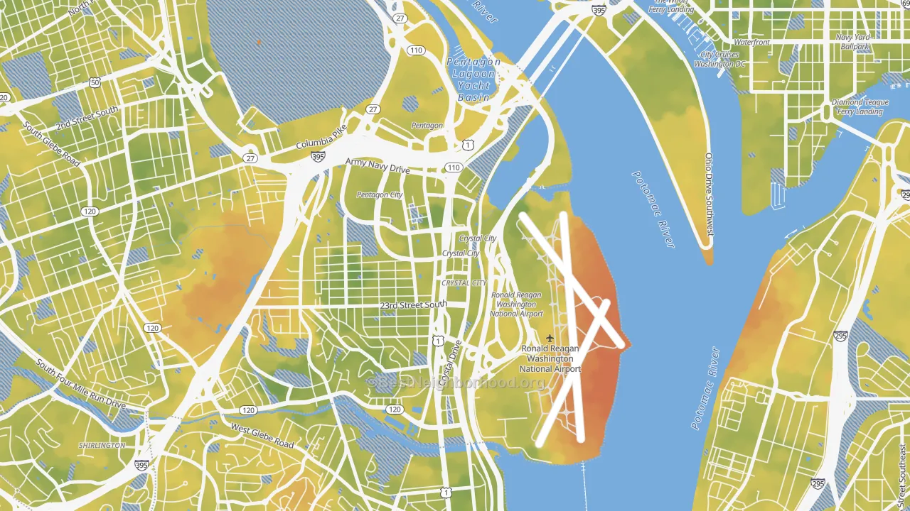 Bike Grade map of Crystal City, Arlington, VA