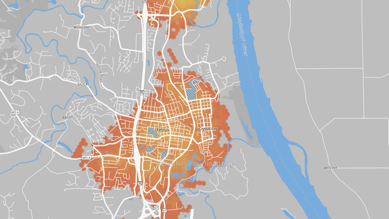 Bike Grade map of Crystal City, MO