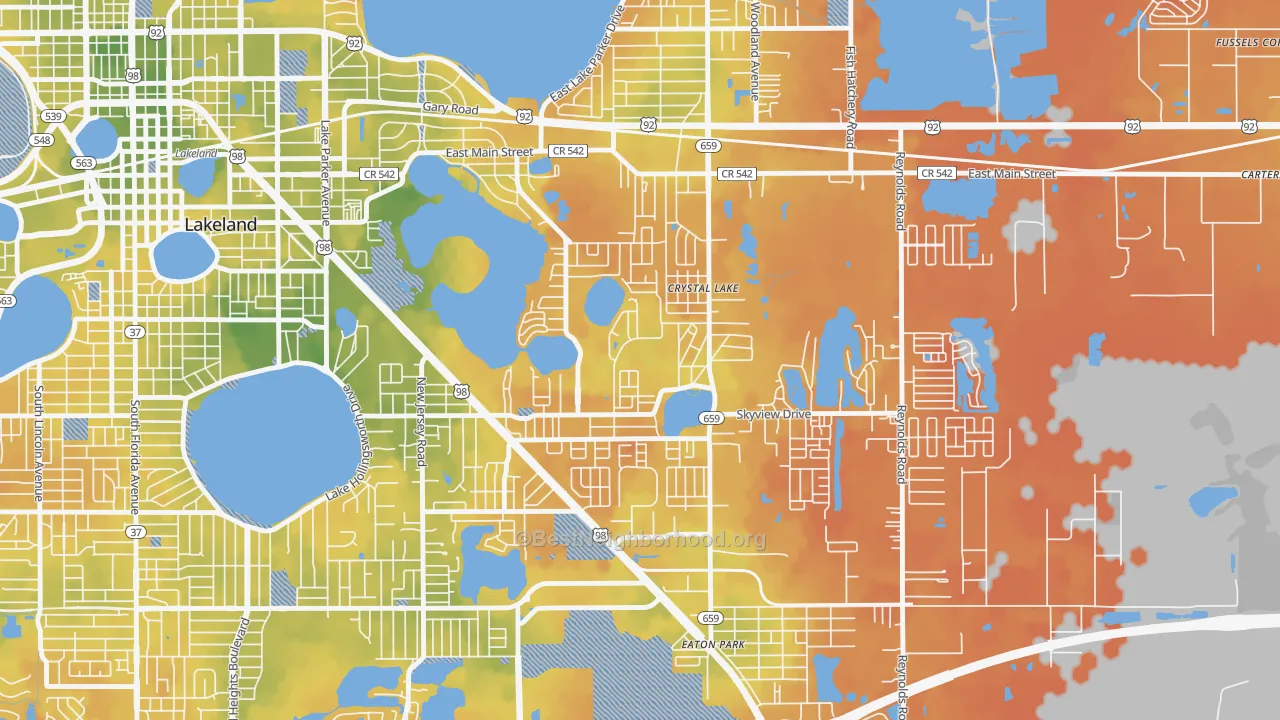 Bike Grade map of Crystal Lake, FL