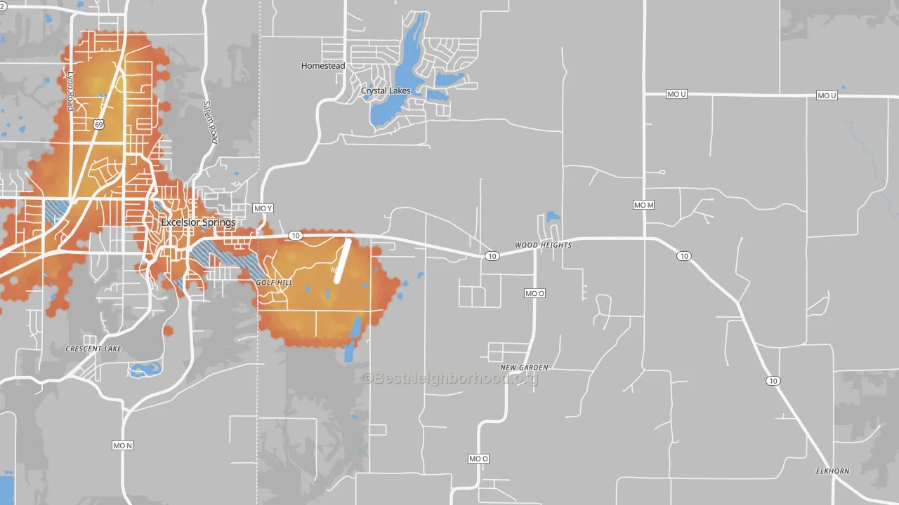 Bike Grade map of Crystal Lakes, MO