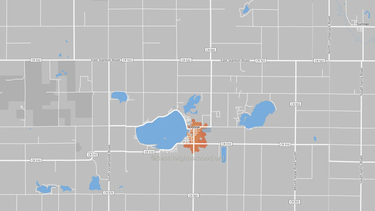 Bike Grade map of Crystal, MI