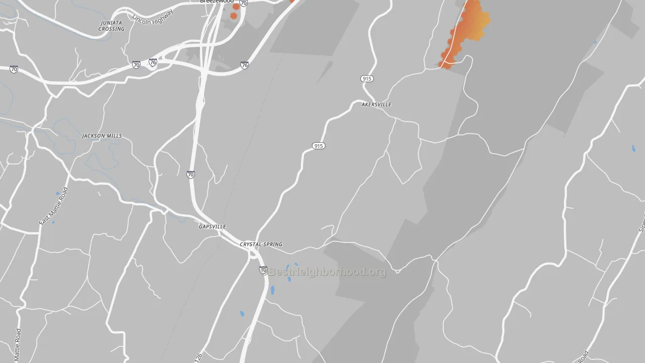 Bike Grade map of Crystal Spring, PA