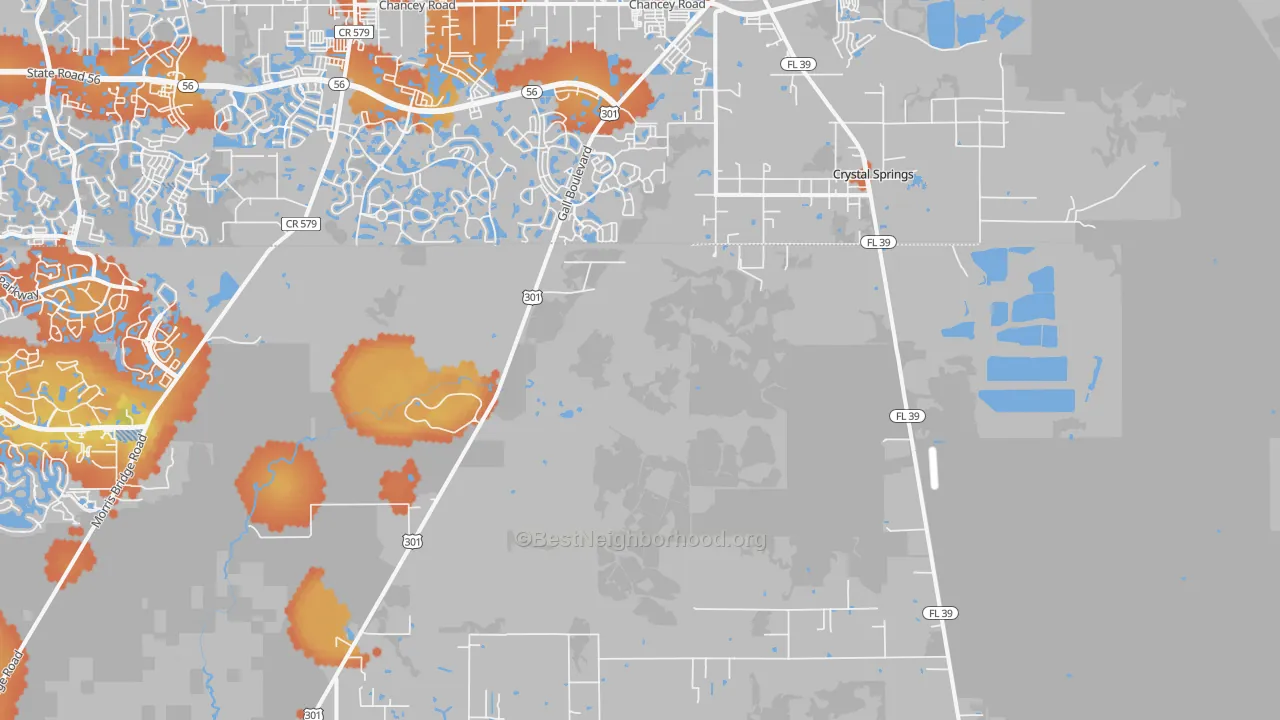 Bike Grade map of Crystal Springs, FL