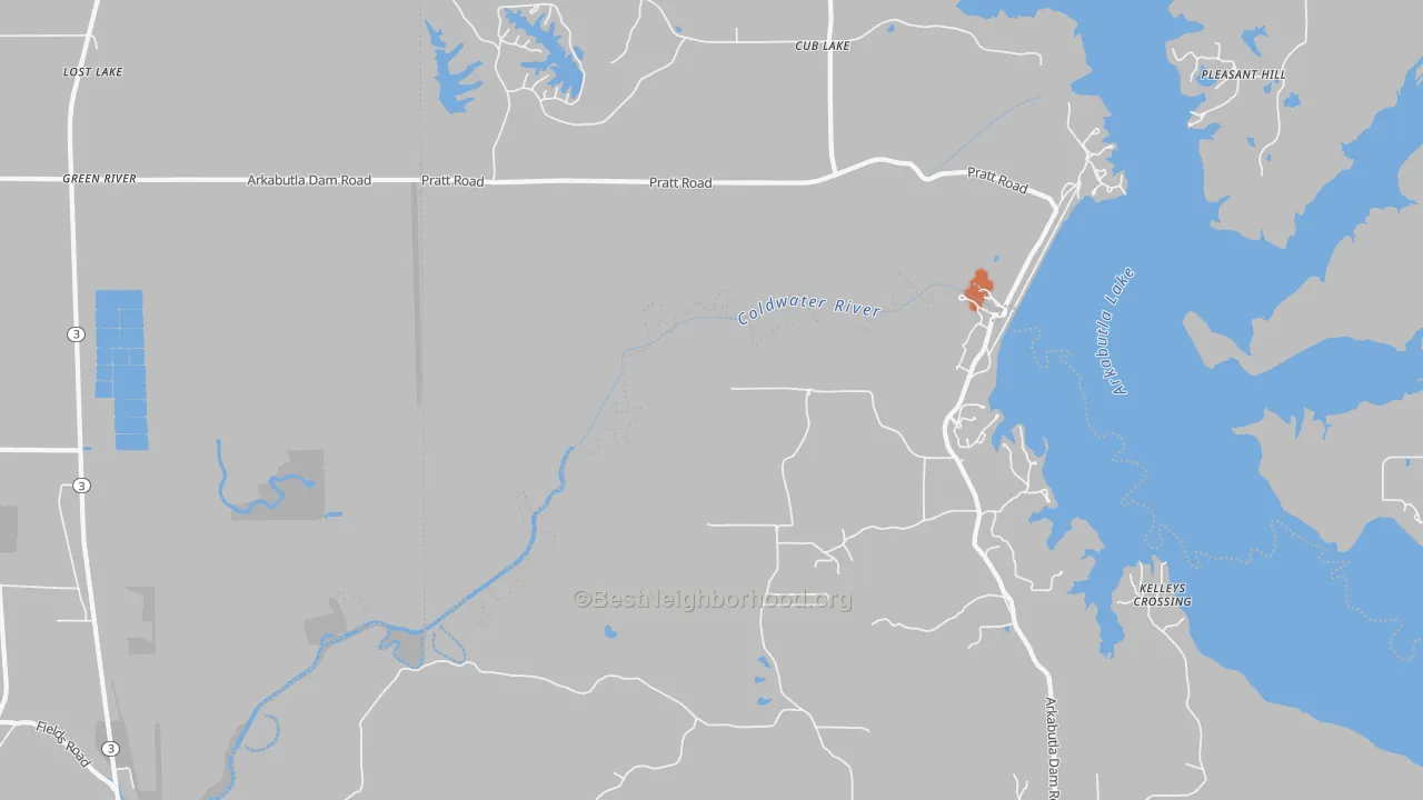 Bike Grade map of Cub Lake, MS