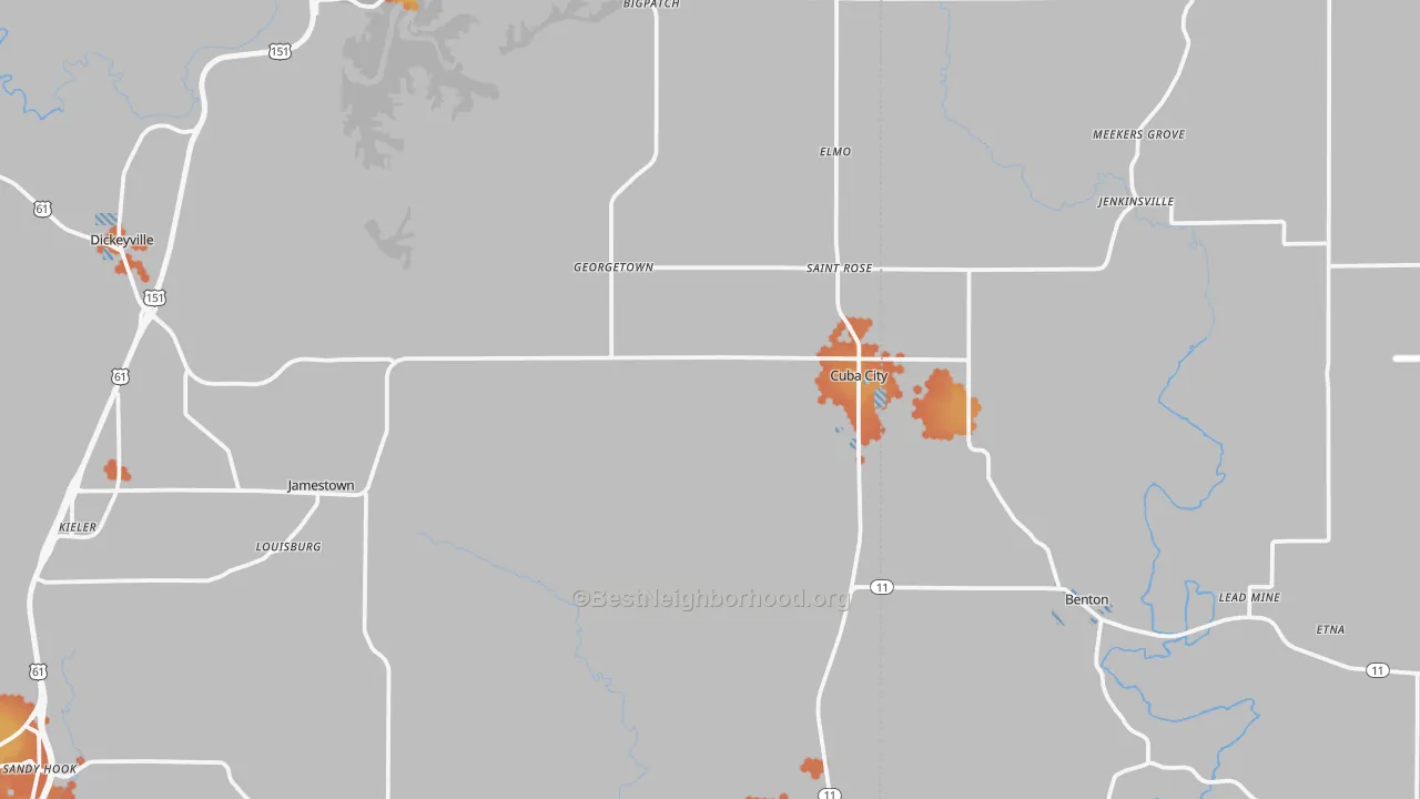 Bike Grade map of Cuba City, WI