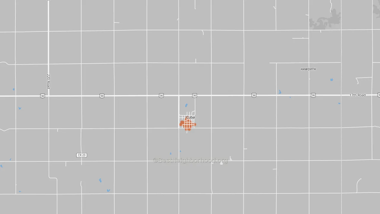 Bike Grade map of Cuba, KS