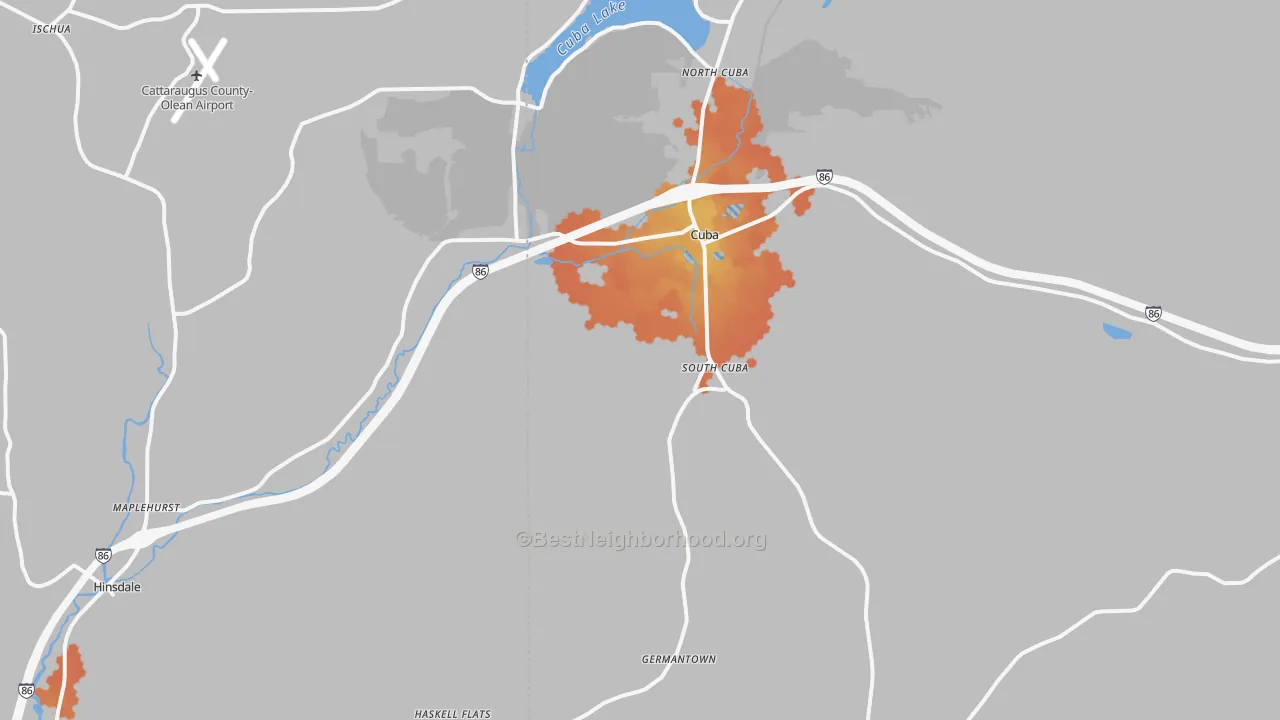 Bike Grade map of Cuba, NY