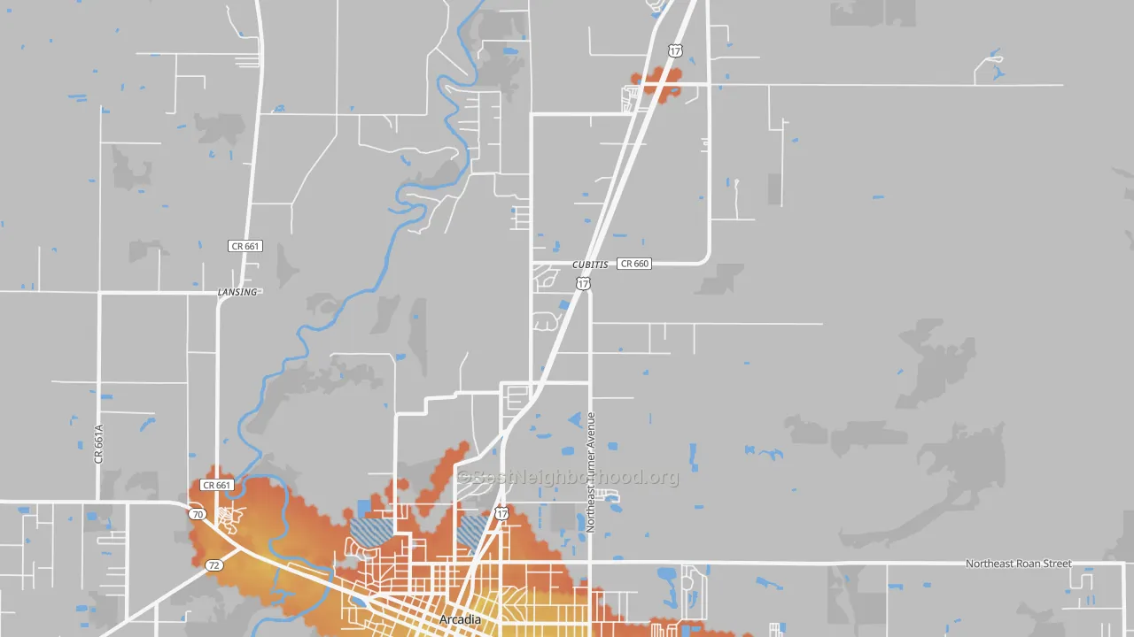 Bike Grade map of Cubitis, FL
