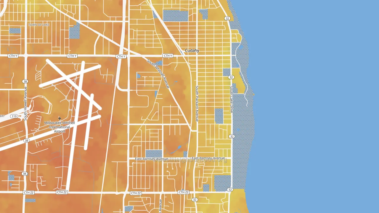 Bike Grade map of Cudahy, WI