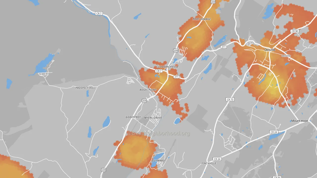 Bike Grade map of Cuddebackville, NY