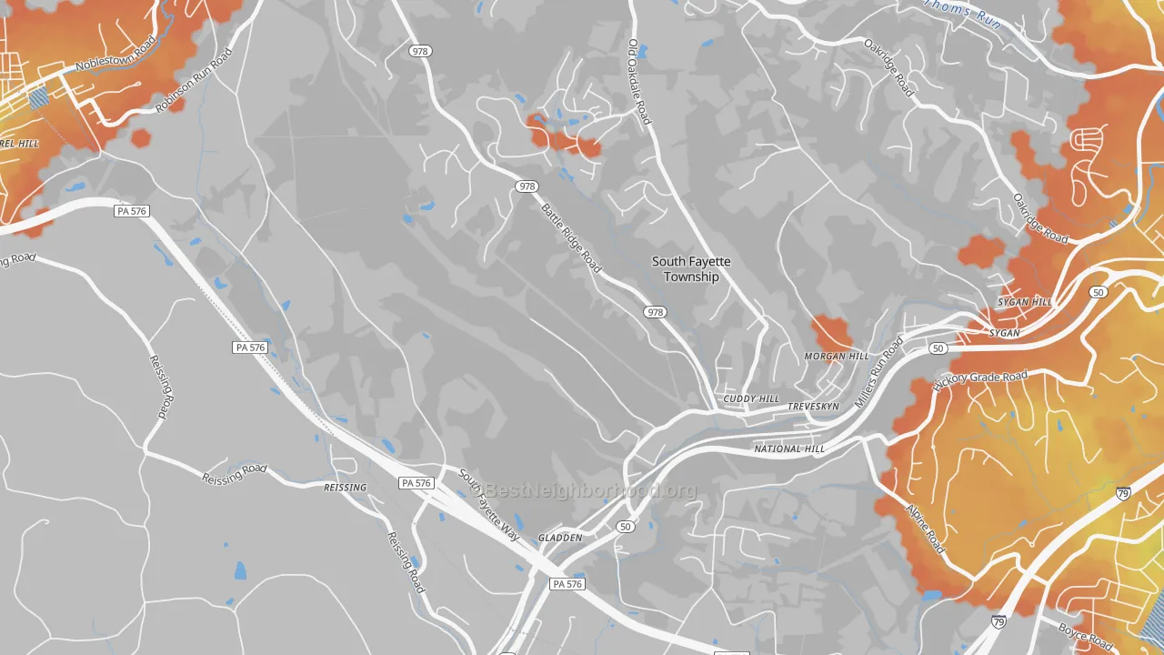 Bike Grade map of Cuddy, PA