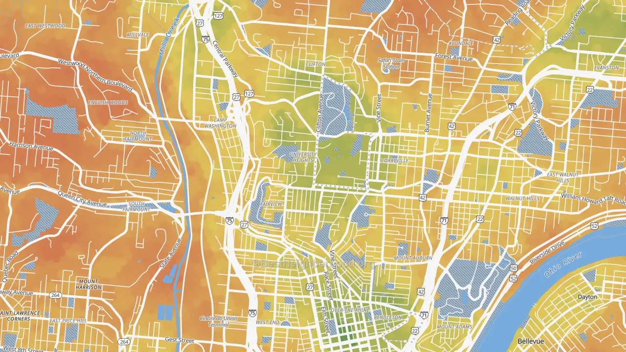 Bike Grade map of Cuf, Cincinnati, OH