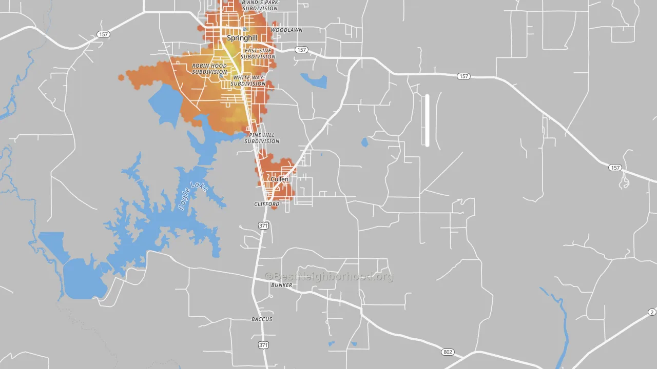 Bike Grade map of Cullen, LA