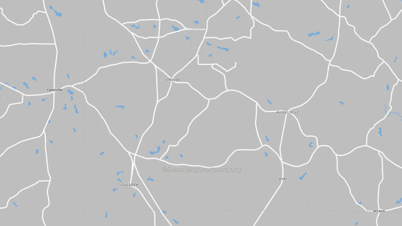 Bike Grade map of Culloden, GA