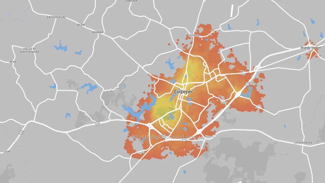 Bike Grade map of Culpeper, VA