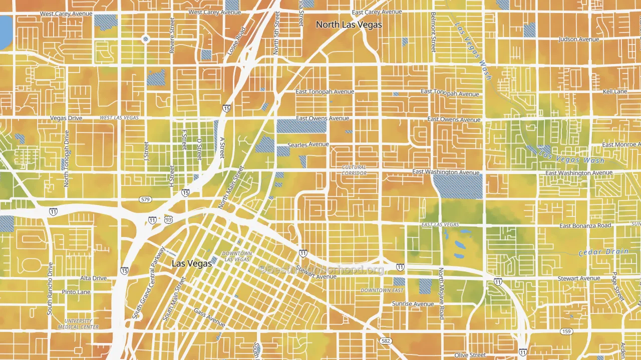 Bike Grade map of Cultural Corridor, Las Vegas, NV