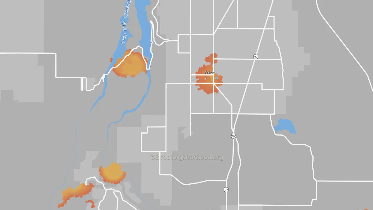 Bike Grade map of Culver, OR