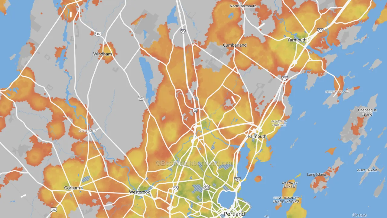 Bike Grade map of Cumberland County, ME