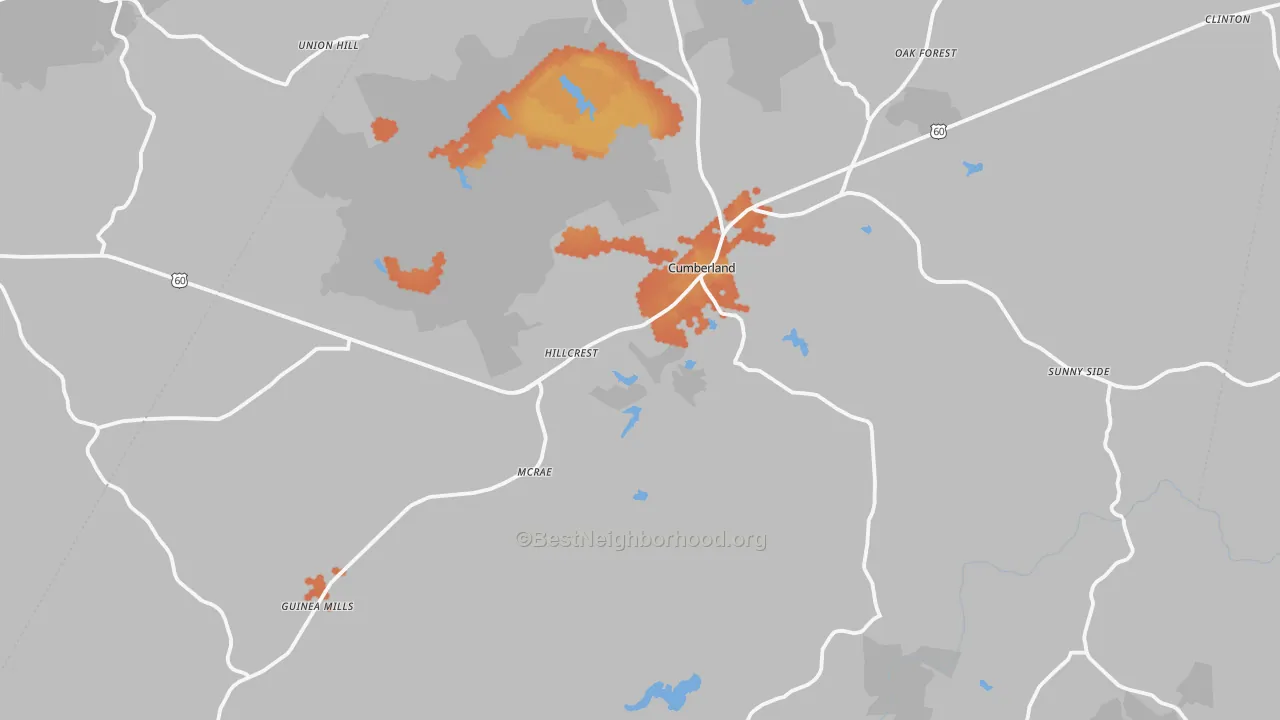 Bike Grade map of Cumberland County, VA