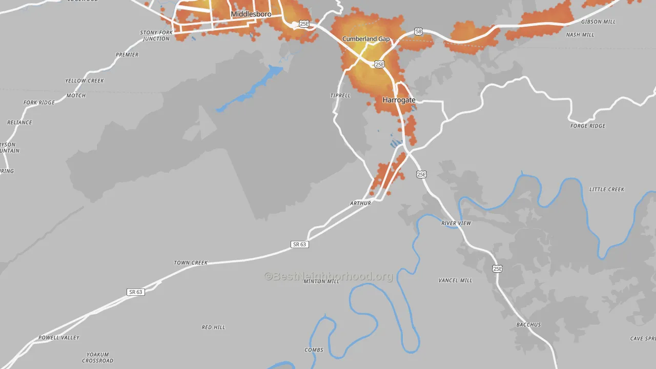Bike Grade map of Cumberland Gap, TN