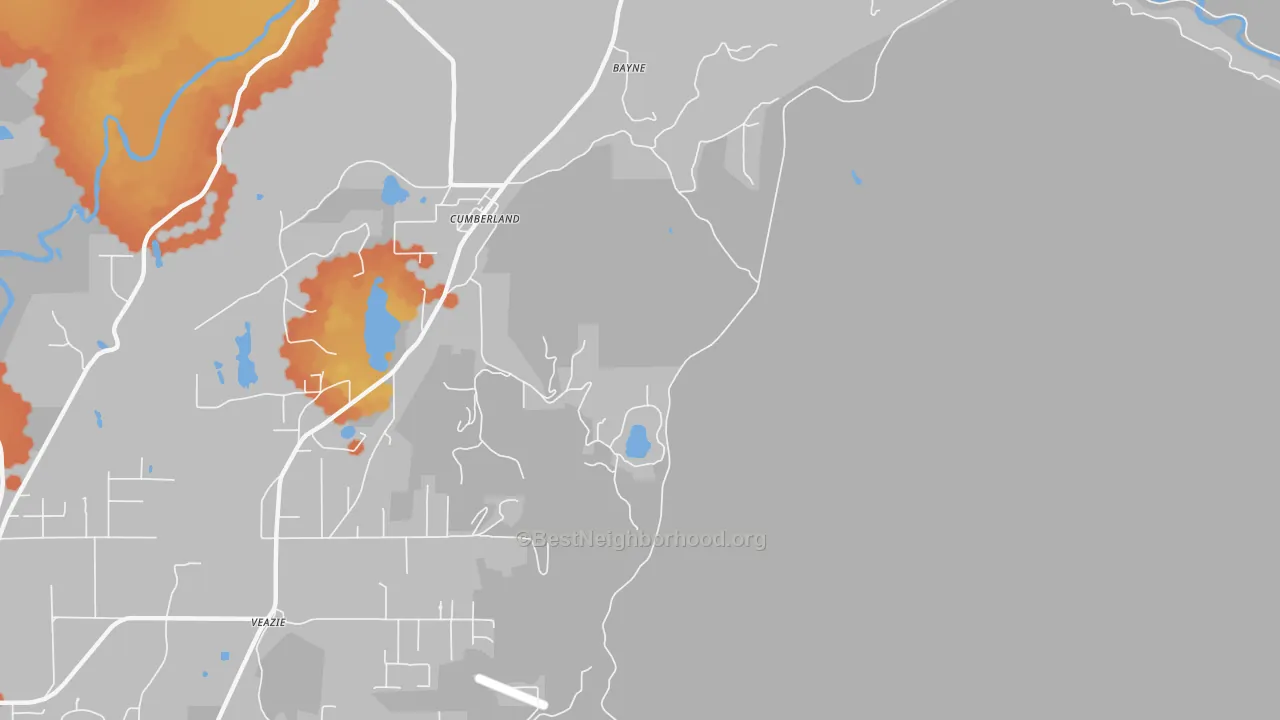 Bike Grade map of Cumberland, WA
