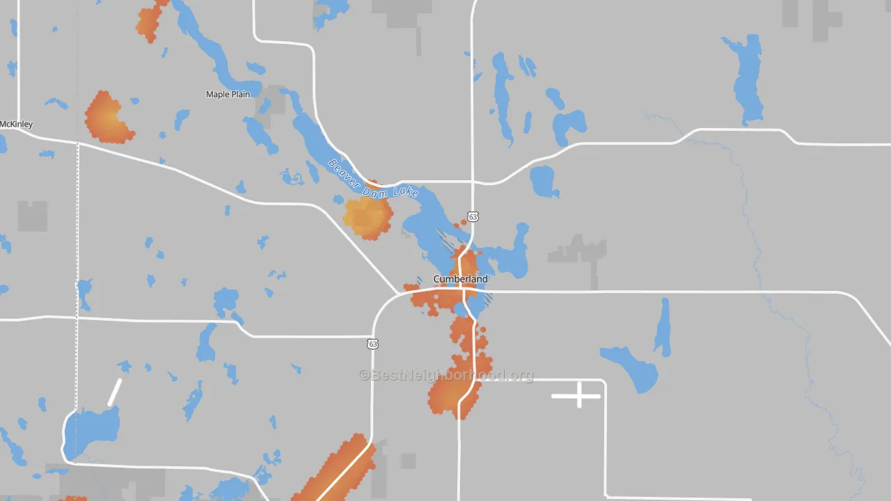 Bike Grade map of Cumberland, WI