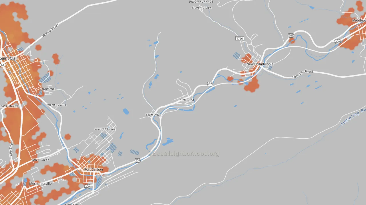 Bike Grade map of Cumbola, PA