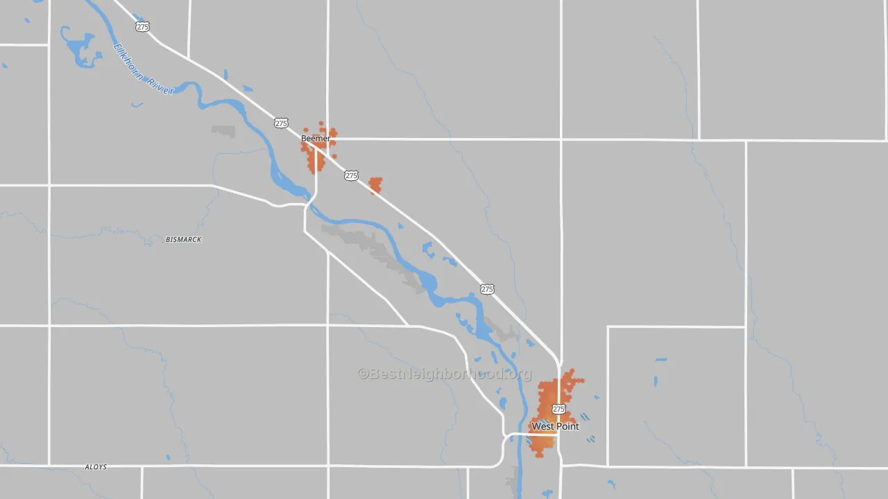 Bike Grade map of Cuming County, NE