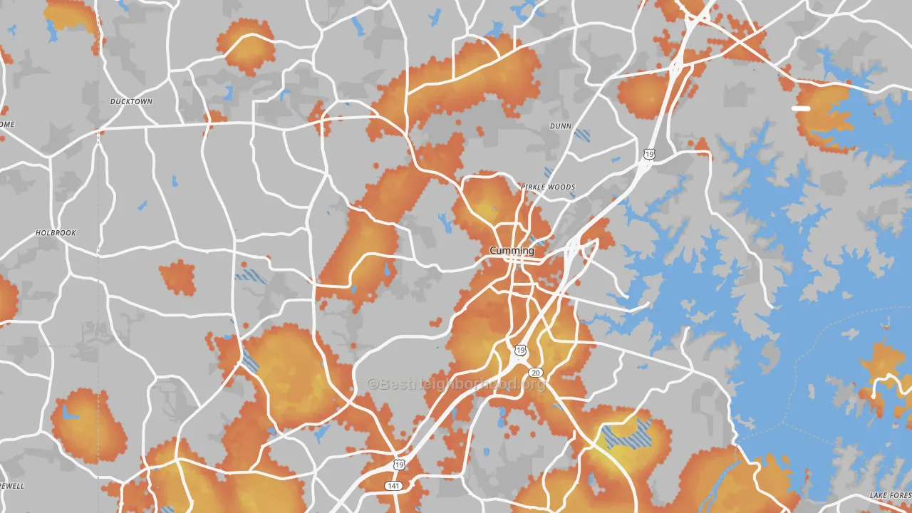 Bike Grade map of Cumming, GA