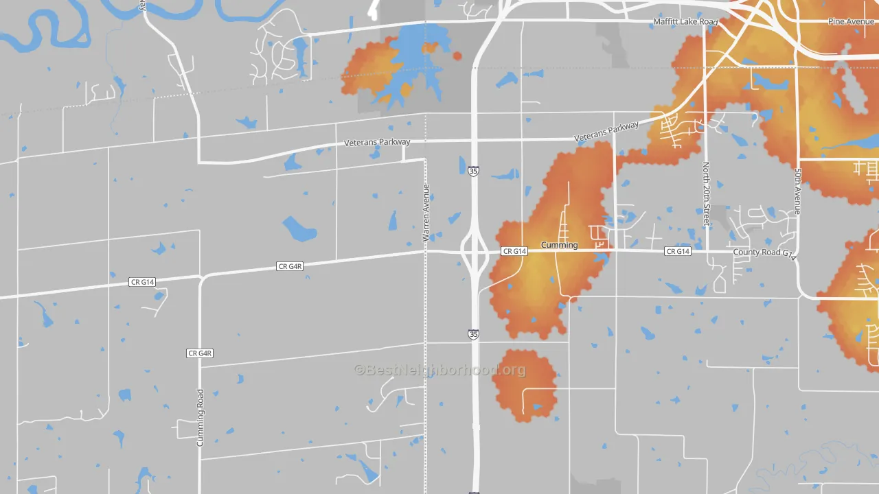 Bike Grade map of Cumming, IA