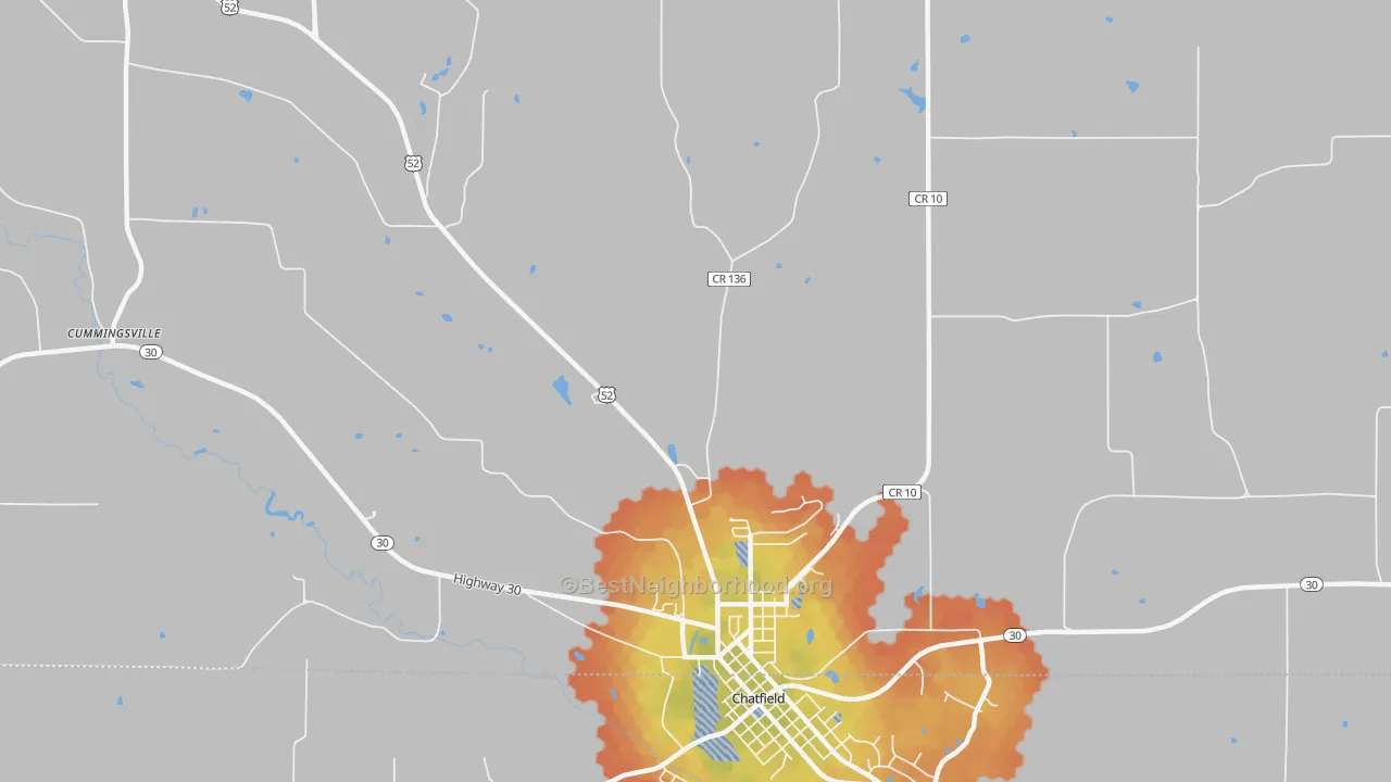 Bike Grade map of Cummingsville, MN