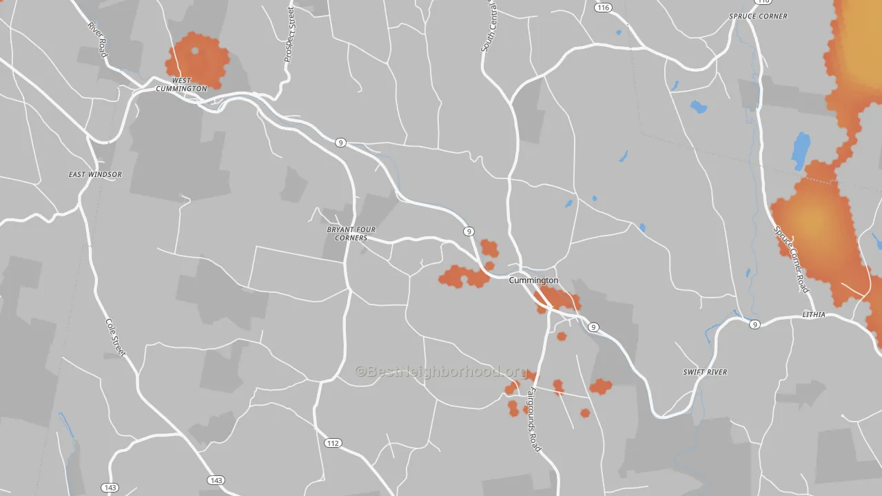 Bike Grade map of Cummington, MA