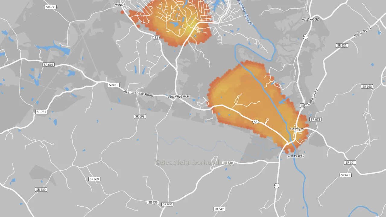 Bike Grade map of Cunningham, VA