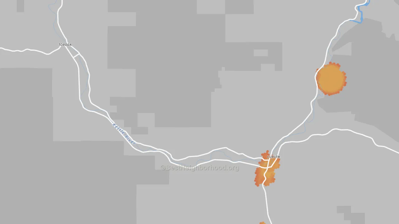 Bike Grade map of Curlew, WA