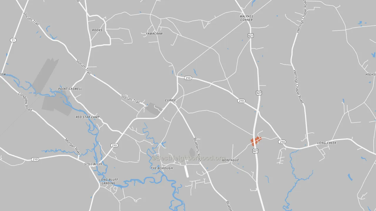 Bike Grade map of Currie, NC