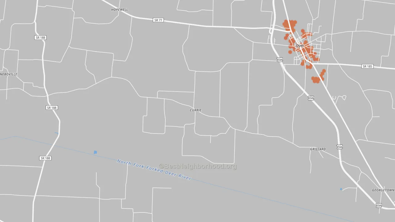 Bike Grade map of Currie, TN