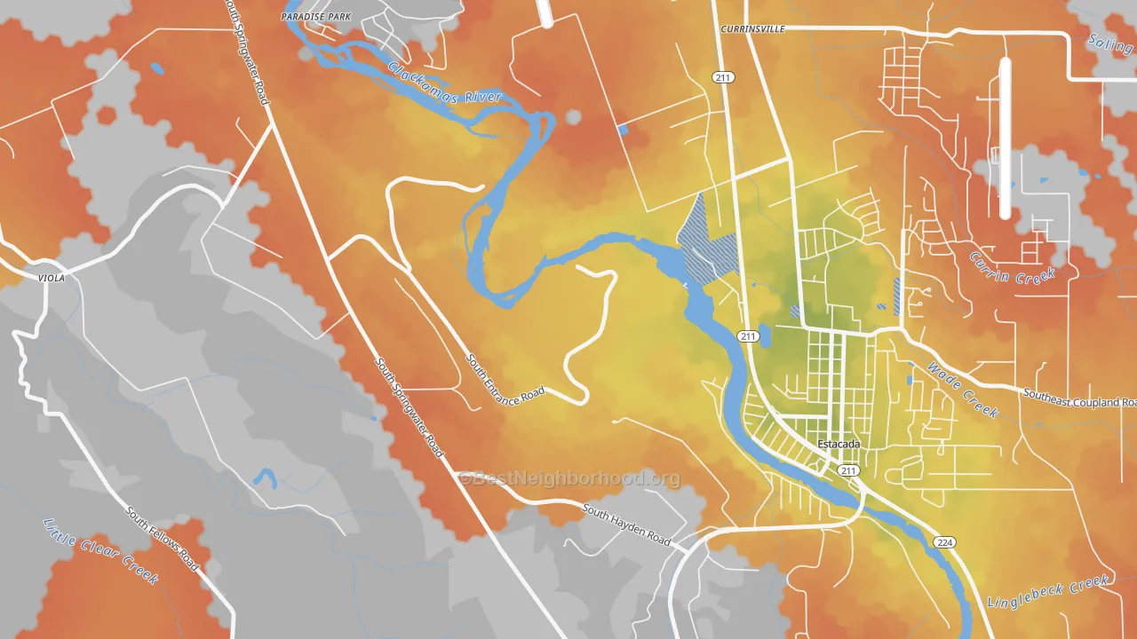 Bike Grade map of Currinsville, OR