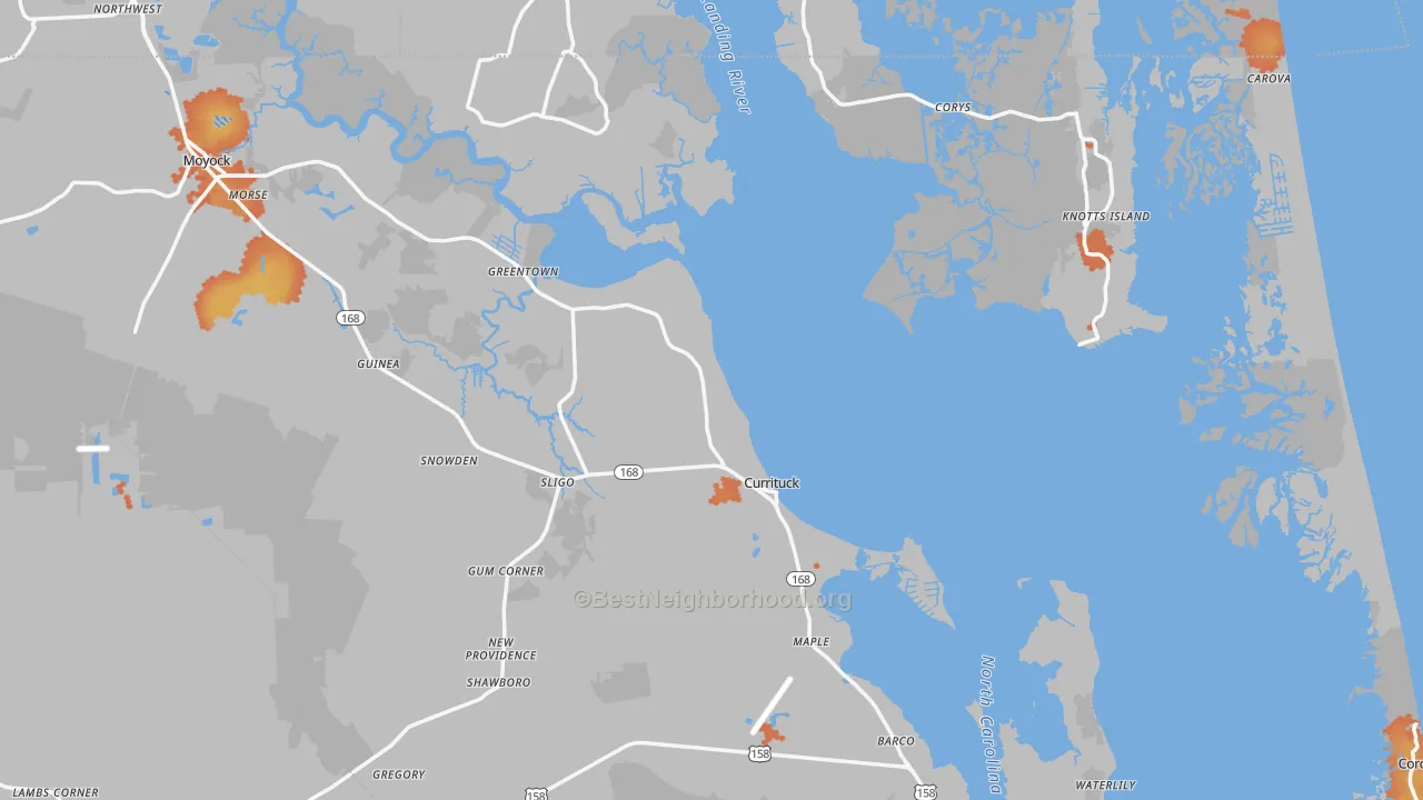Bike Grade map of Currituck, NC